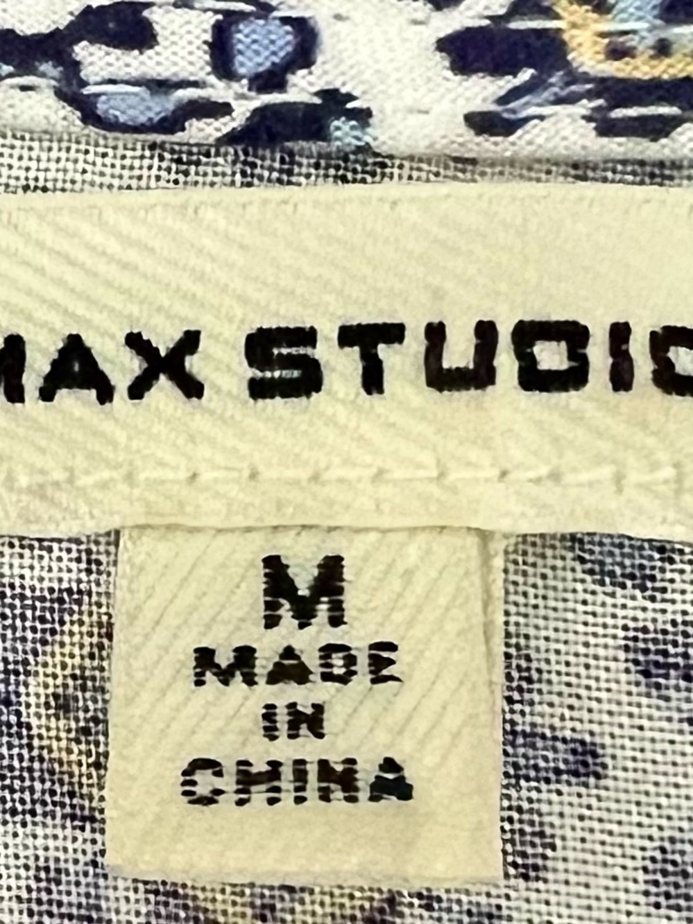 Max Studio Blue and White Printed V-Neck Tunic - Picture 5 of 7